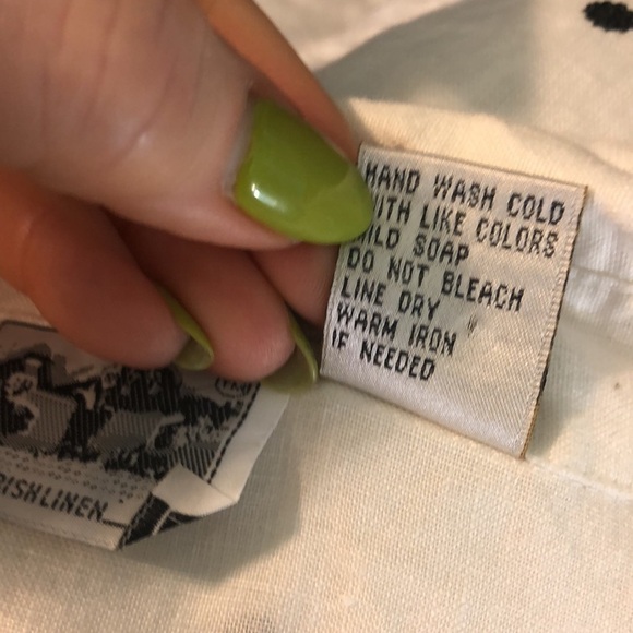 Edward Irish Linen Shirt Button Down Polka Dots Size Medium 3/4 Sleeves - Picture 8 of 8